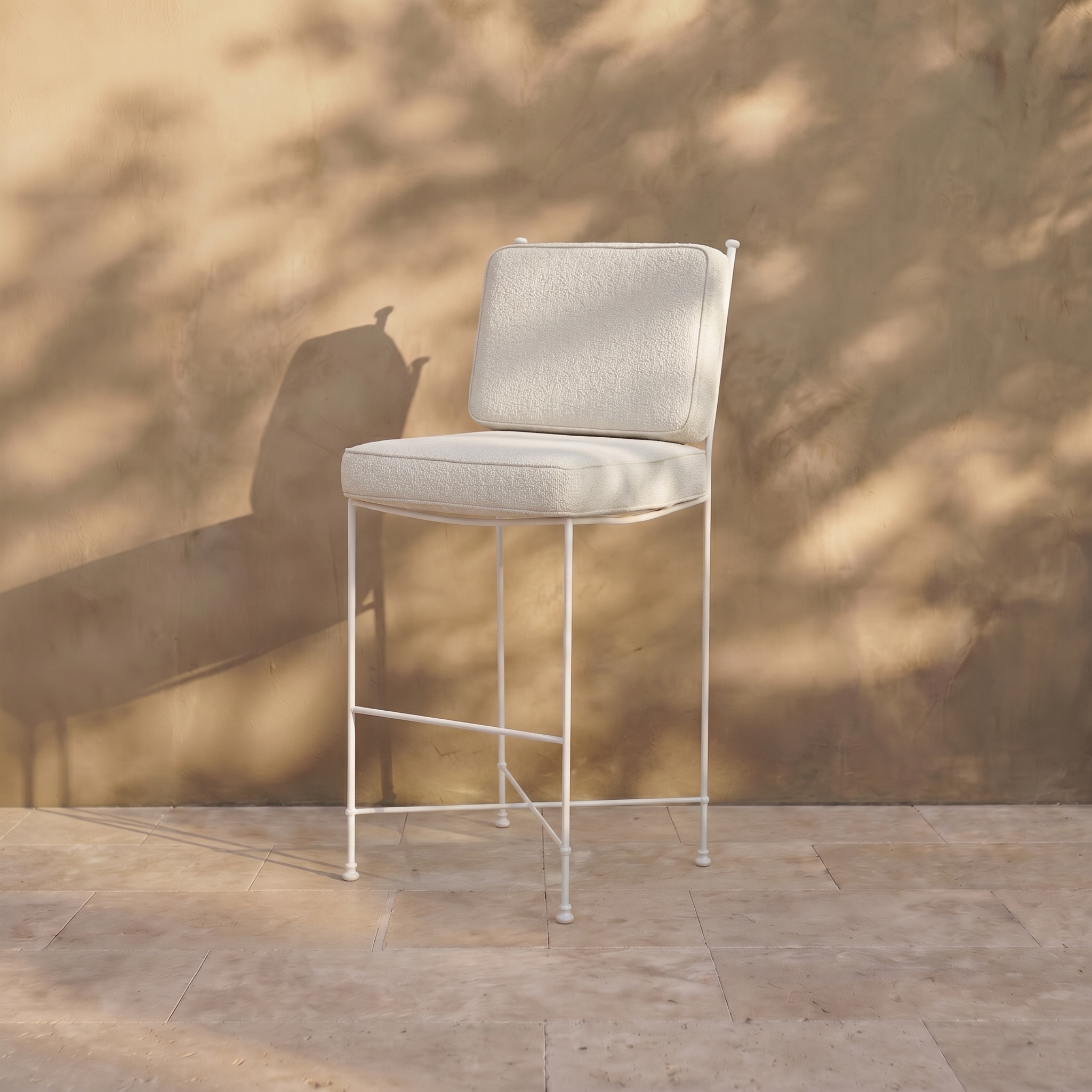 Tabouret de bar d'extérieur Provence - Cadre blanc