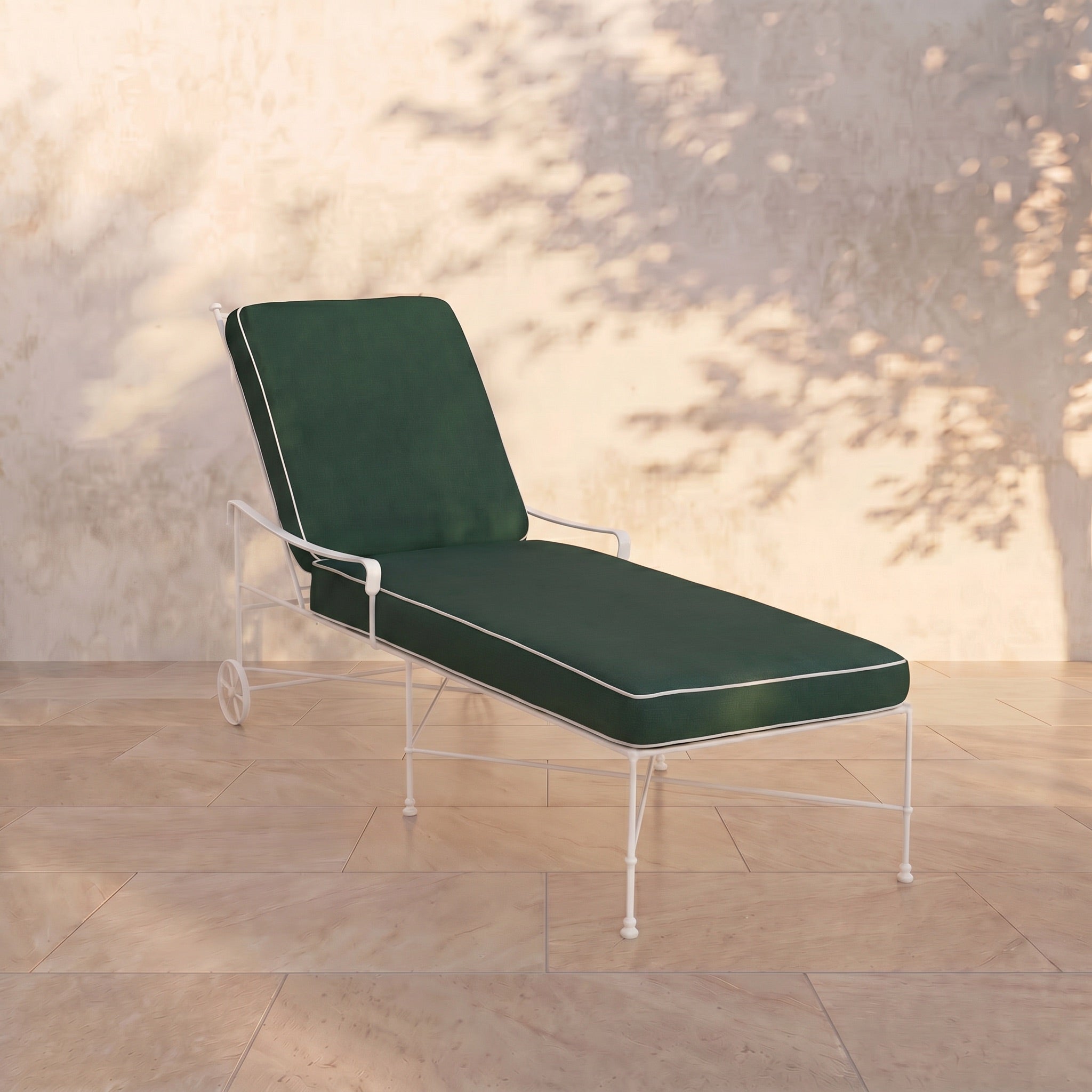 Chaise longue d'extérieur Provence - Cadre blanc