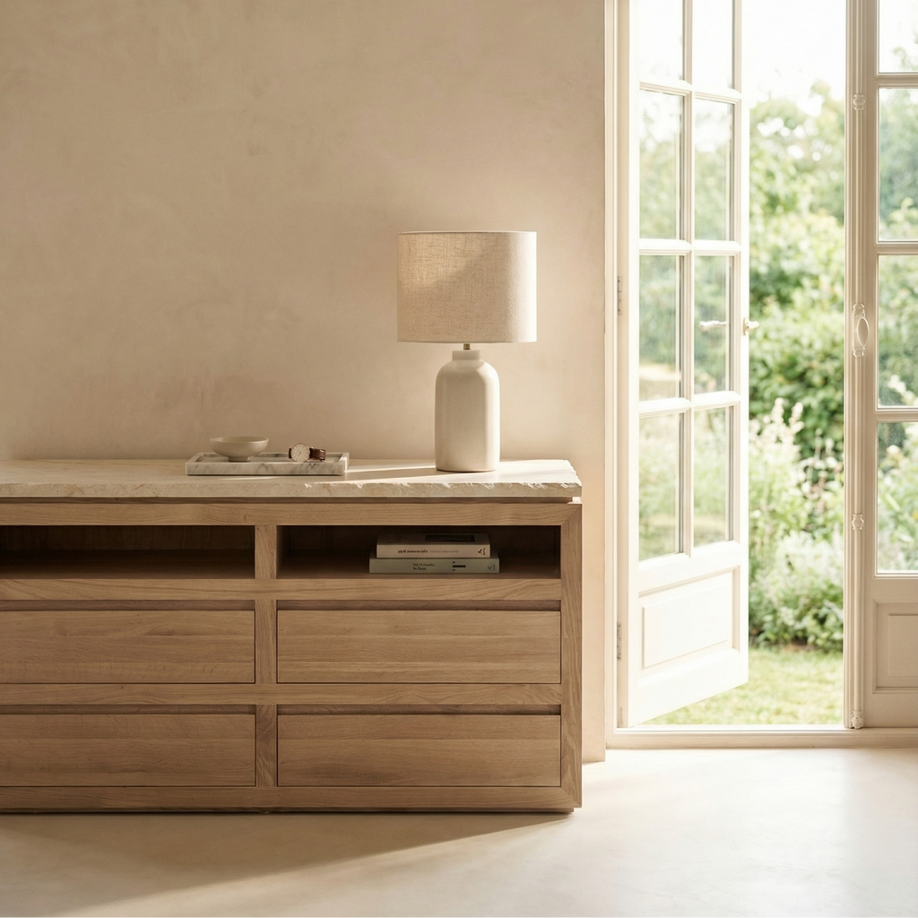 Commode Sofita en marbre - Chêne blanc