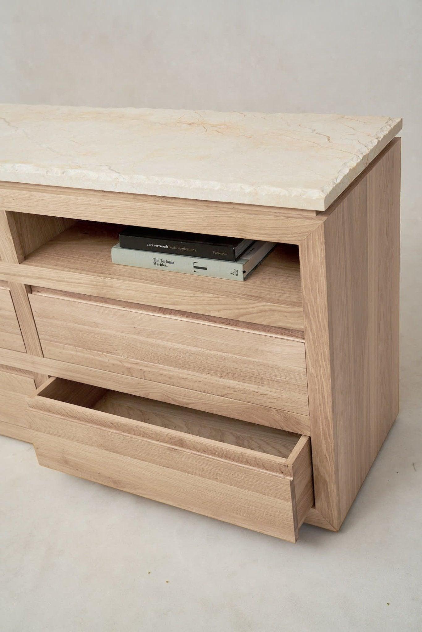 Commode Sofita en marbre - Chêne blanc
