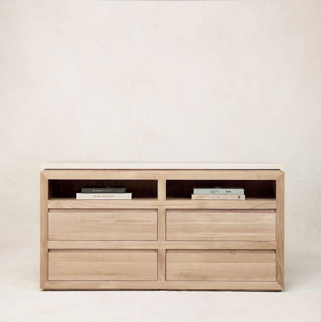Commode Sofita en marbre - Chêne blanc
