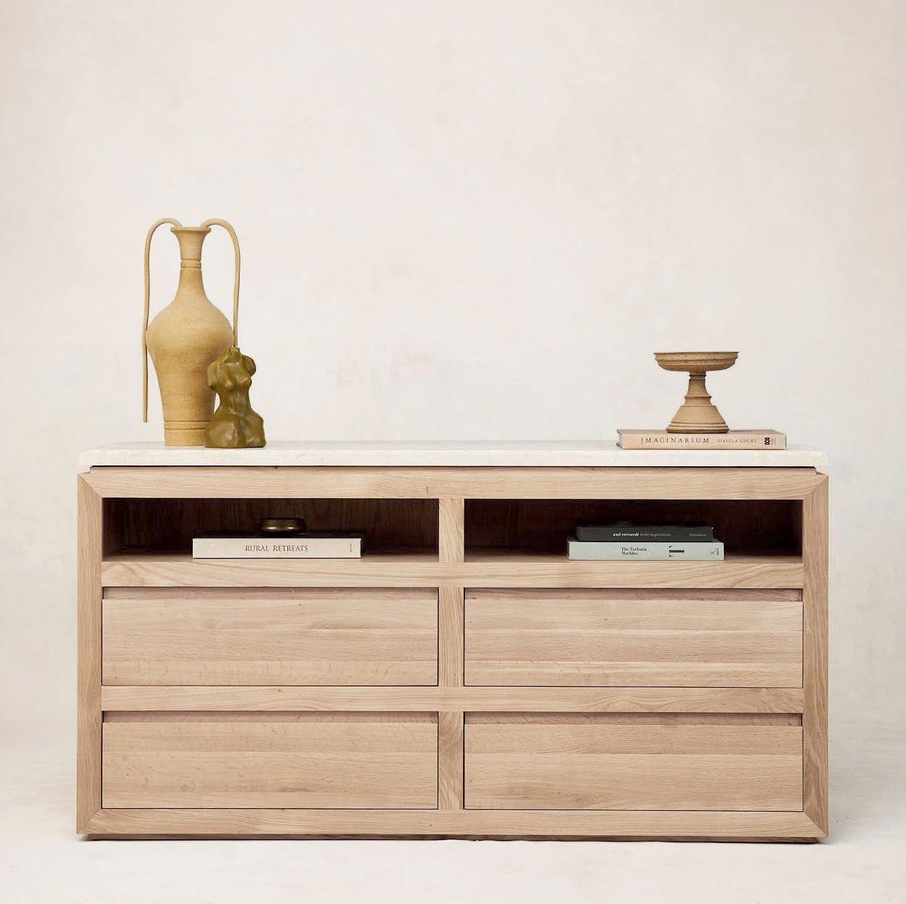 Commode Sofita en marbre - Chêne blanc