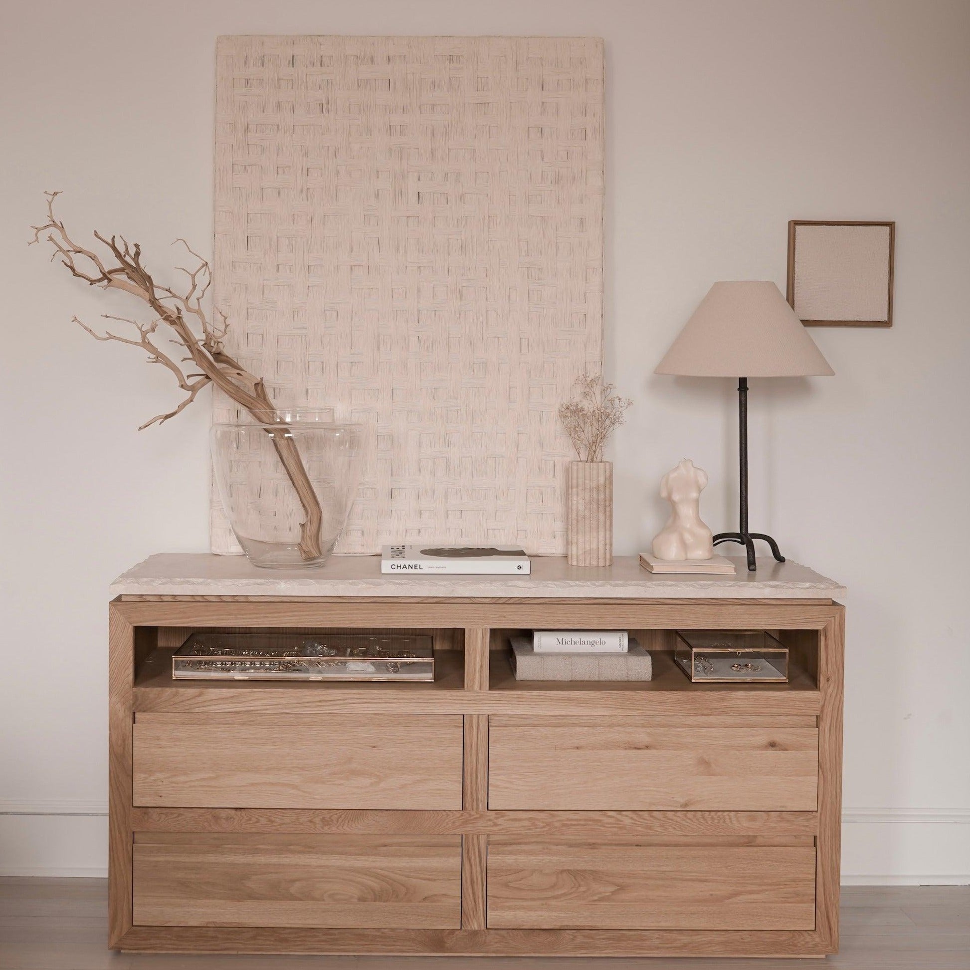 Commode Sofita en marbre - Chêne blanc