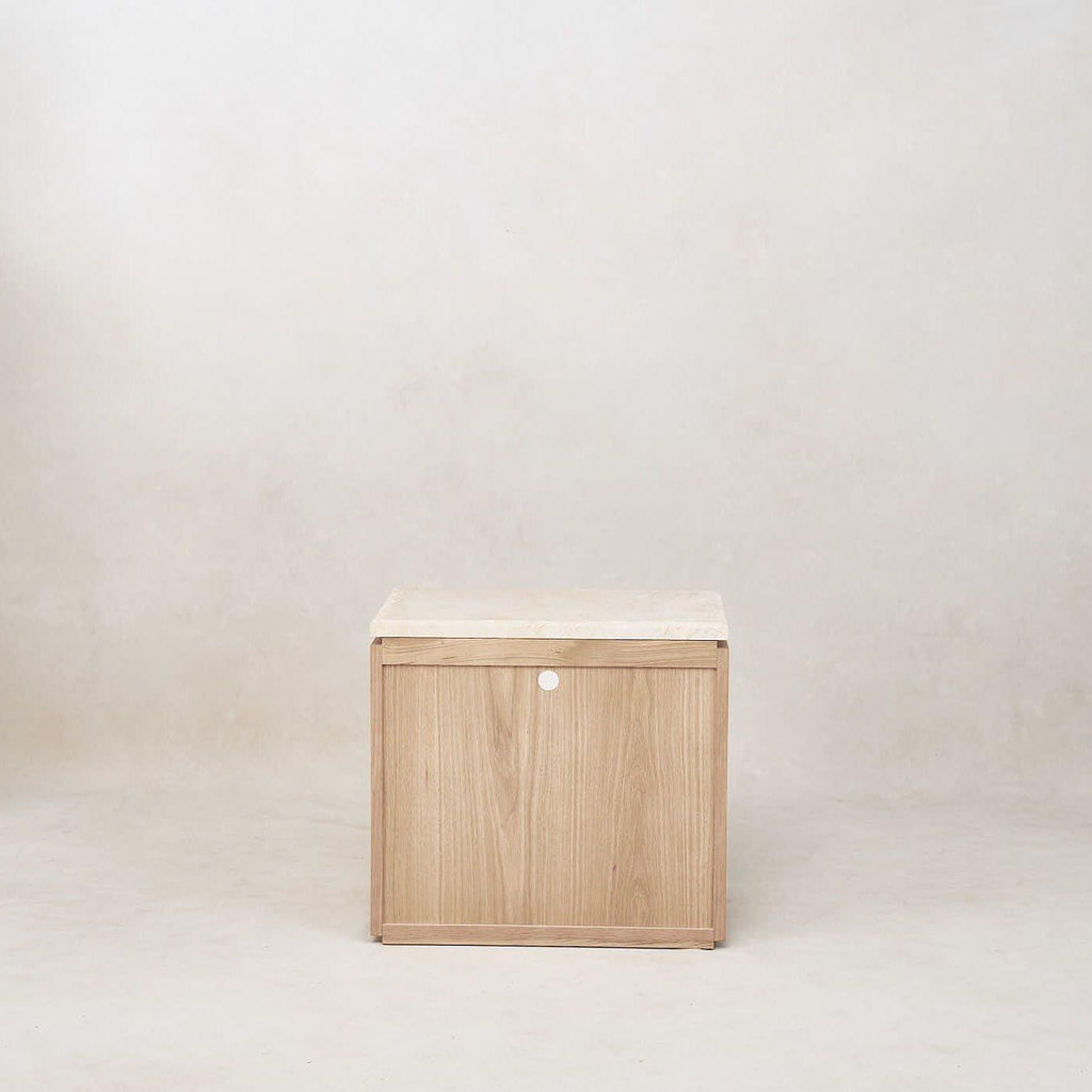 Table de chevet en marbre Sofita - Chêne blanc