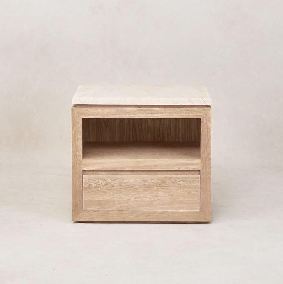 Table de chevet en marbre Sofita - Chêne blanc