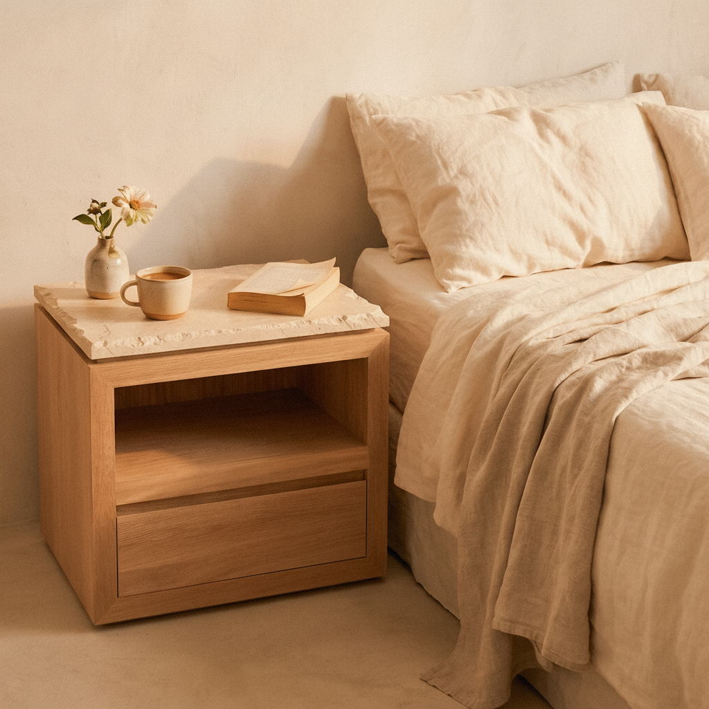Table de chevet tons chauds