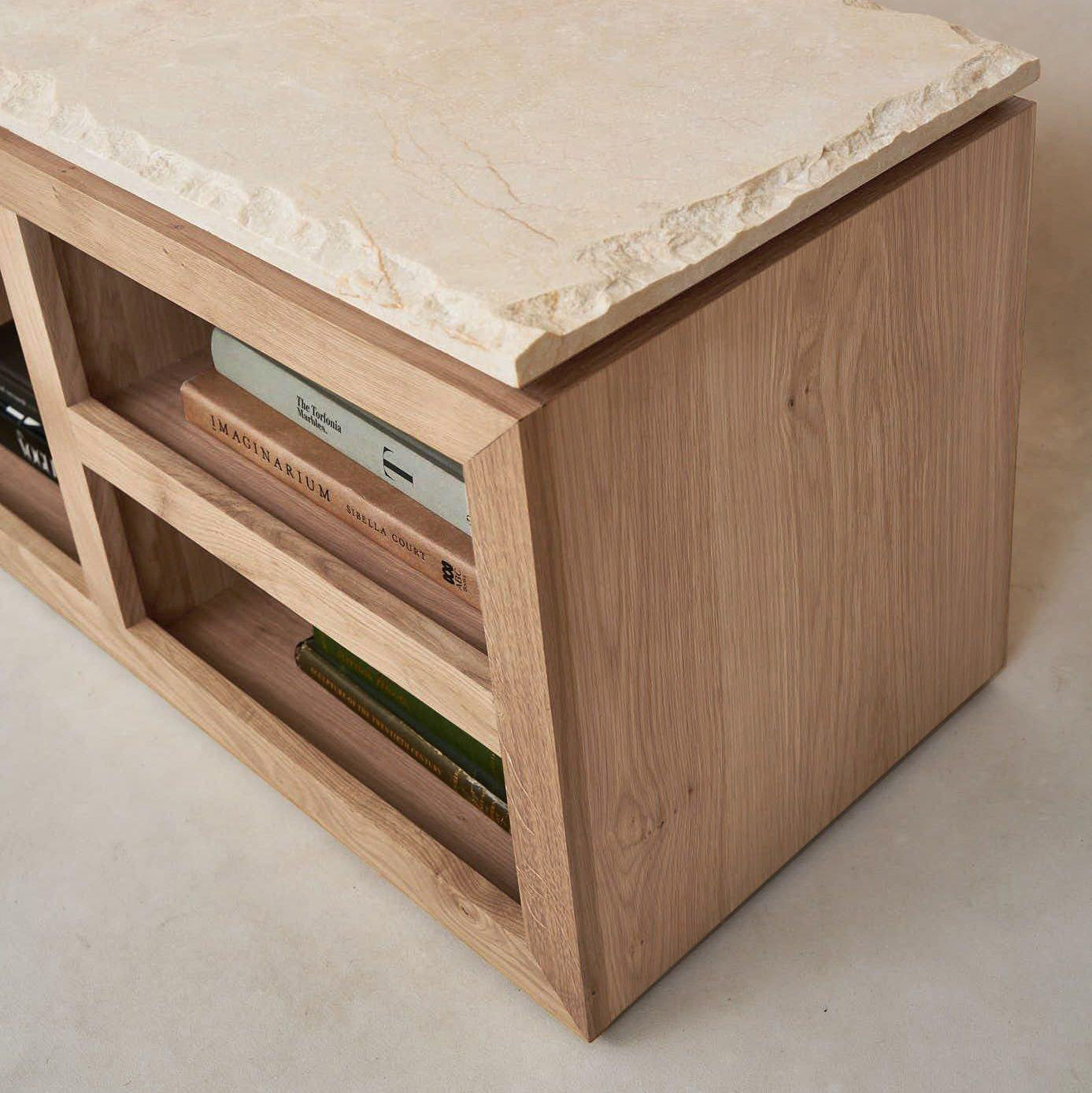 Meuble TV console Sofita Marbre - Chêne Blanc