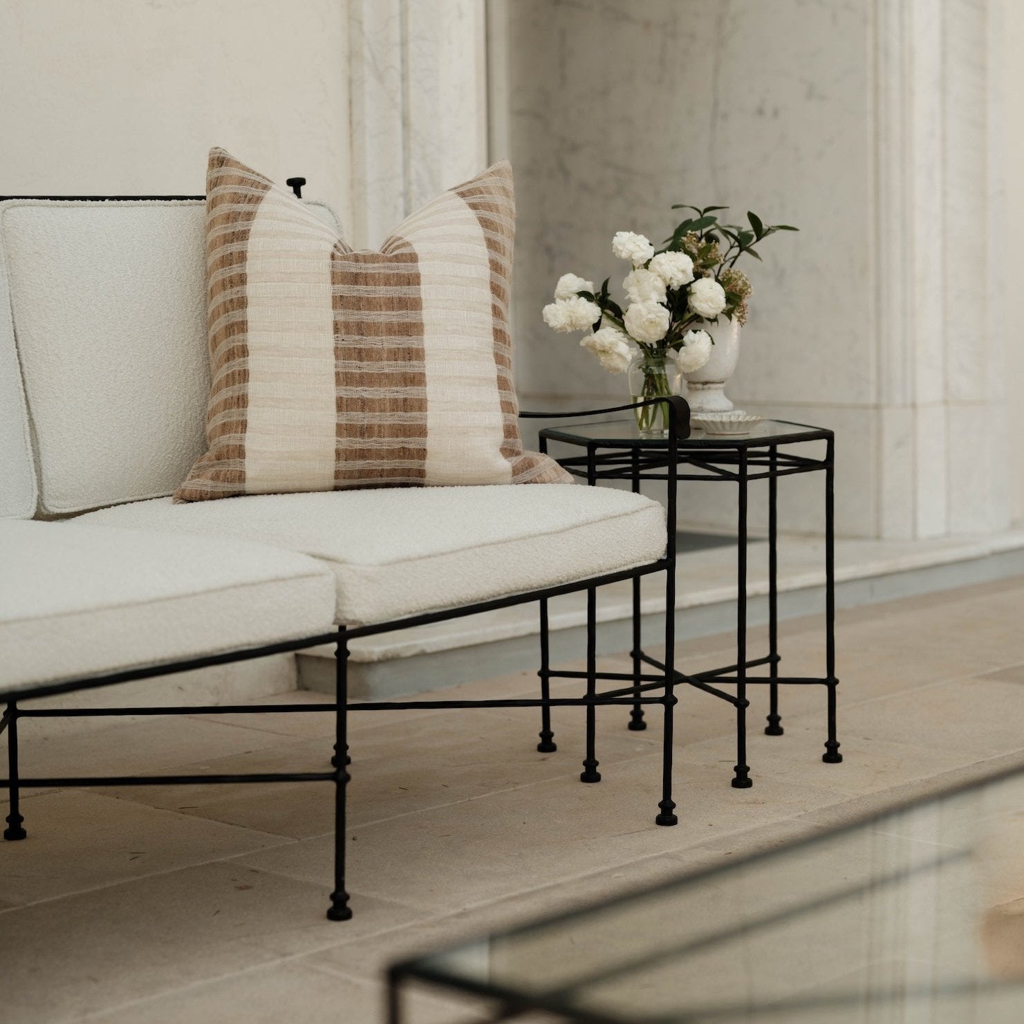 Table d'appoint d'extérieur en verre Provence - Noir
